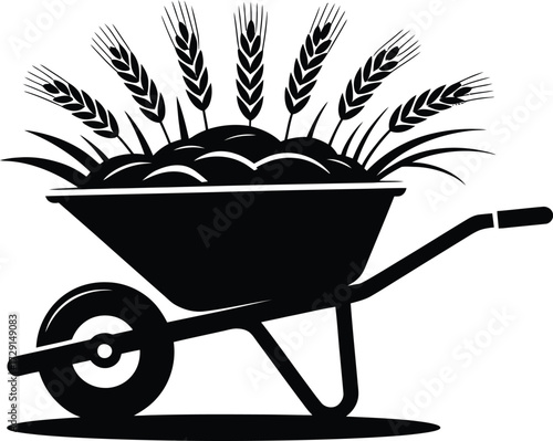 Wheelbarrow with wheat harvest agriculture farming