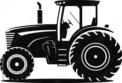 Black tractor silhouette vector farming