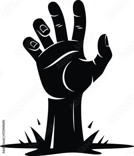 Black hand reaching up from ground vector