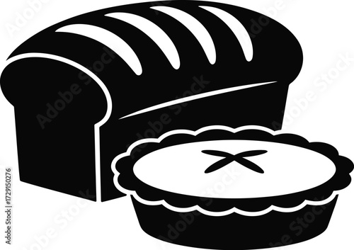 Loaf bread and pie silhouette baked goods pastry