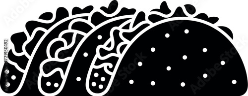 Black tacos white filling mexican food black and white