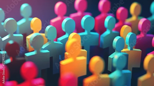 Colorful Abstract Crowd Diverse Group Unity Community Vibrant Social Gathering Teamwork Togetherness Creative Concept Human Figure Diversity