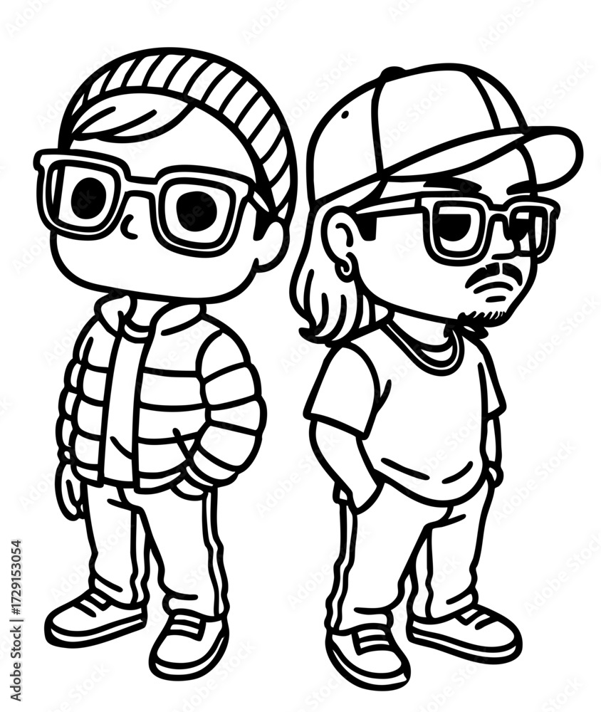 Fototapeta premium Cool Chibi Friends in Streetwear