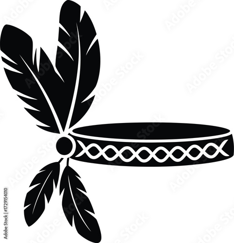 Feathered headband vector silhouette feathers native american