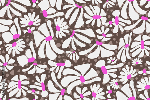 seamless pattern Retro Whimsy Daisy Flower Power