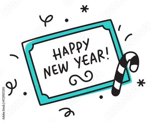 Text Happy new year hand drawn lettering 
