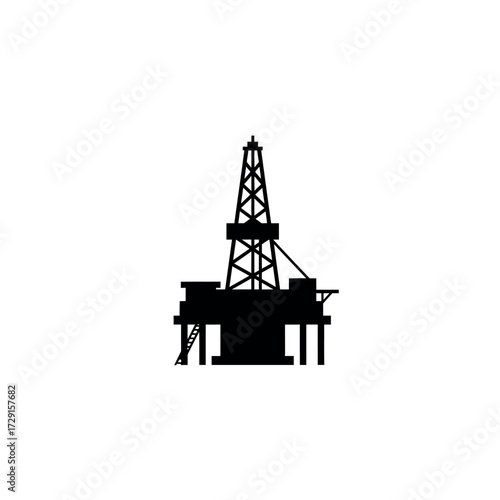 Black silhouette icon of an offshore oil drilling rig.