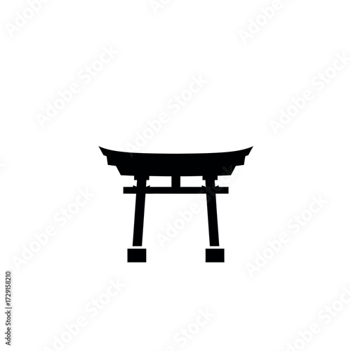 Silhouette of a Traditional Japanese Torii Gate.