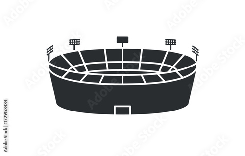 Simple hand drawn vector icon of a sports stadium silhouette.