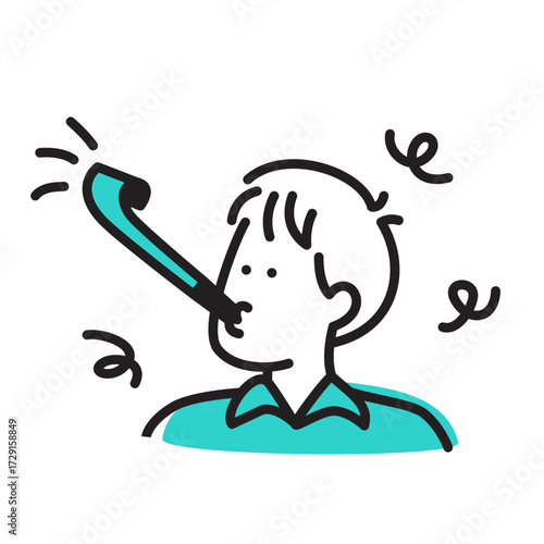 Man with party horn