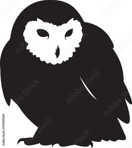 Black and white owl illustration spooky and mysterious design concept