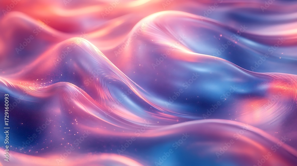 Fototapeta premium Abstract Swirling Fabric with Pink Blue and Orange Hues and Glitter photo background texture