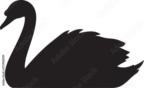 Elegant Black Swan Silhouette Vector Illustration for Creative Designs and Projects