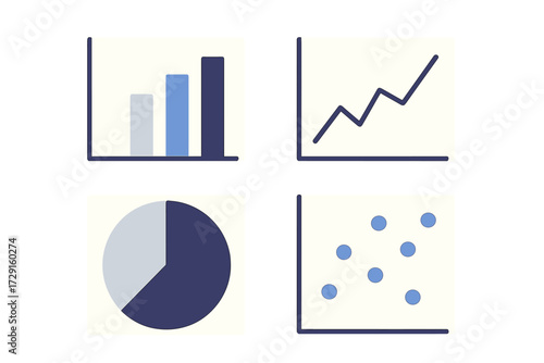 Essential data visualization charts for business analysis, financial reporting, and statistical presentations
