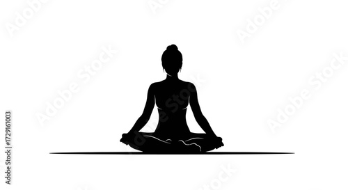 Serene woman in meditation pose on mat, embodying peace and mindfulness for wellness brands.