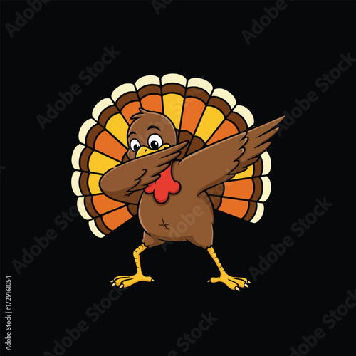 Thanksgiving dubbing turkey illustration style black background