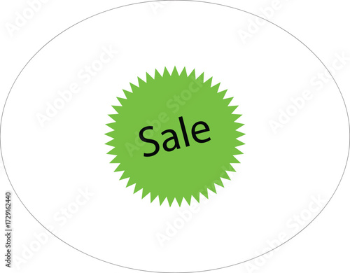 Eye catching vector sale sticker in lime green and black for modern retail marketing, e commerce interfaces, mobile apps, and print promotions.