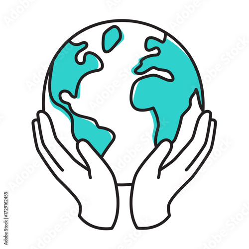 Hands holding planet representing care for environment