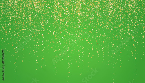 A vibrant green background sprinkled with shimmering golden glitter, perfect for festive designs and celebratory themes.