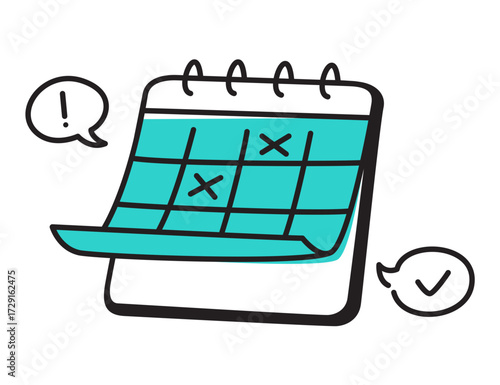 Marked dates and events on the calendar