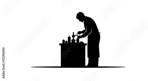 Skilled craftsman meticulously creates candles in a workshop, symbolizing dedication and artisanal skill