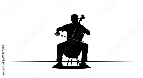 Passionate cellist in silhouette creates a powerful musical performance