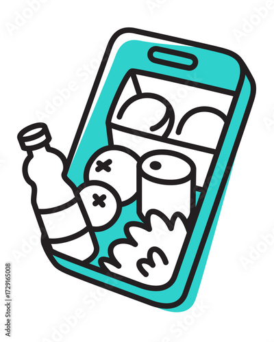 Buying groceries on phone 