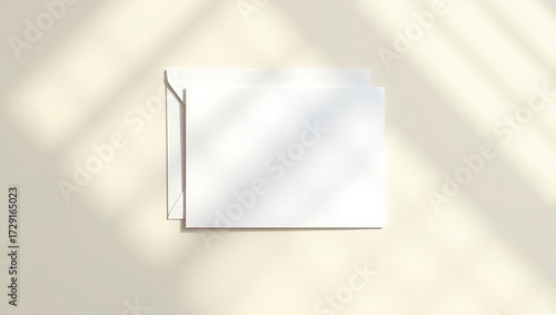 Blank Square Card with Envelope Mockup on Minimal Background
