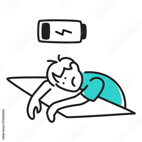Tired man lying on a table