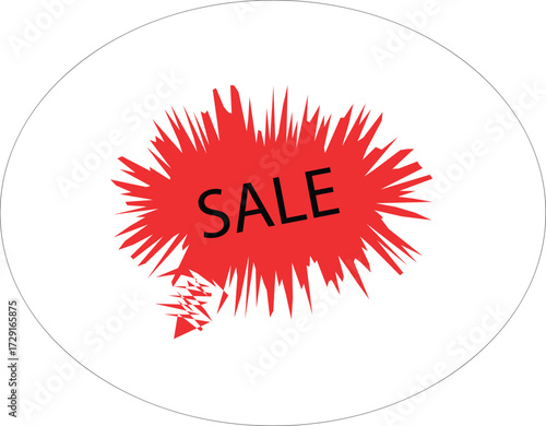High-energy vector sale badge with comic explosion style for aggressive marketing, flash deals, web banners, and print materials.