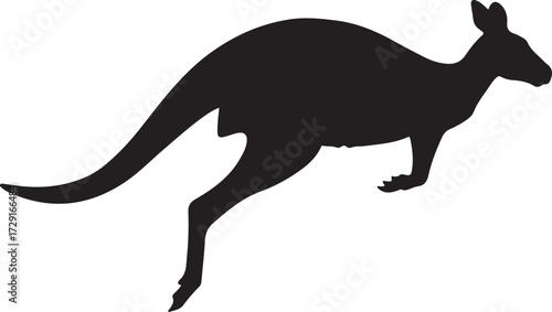 Silhouette of a kangaroo jumping isolated on white background vector illustration