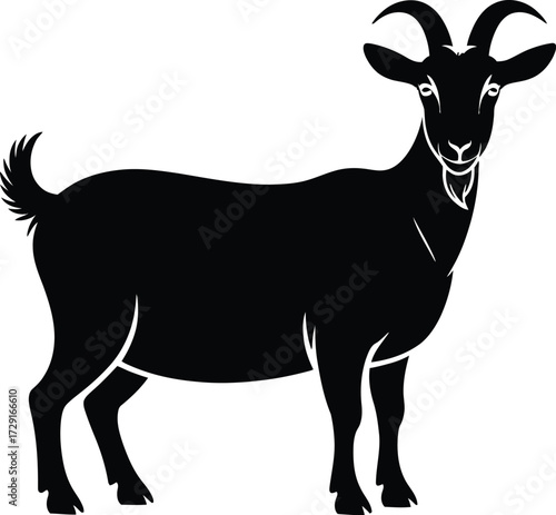 Black goat silhouette standing vector animal