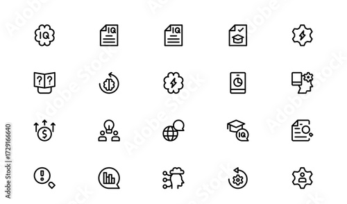Creative Analytical Reasoning Icons Set. Flat and minimal illustrations of logical thinking, decision-making, and problem-solving for professional design projects.