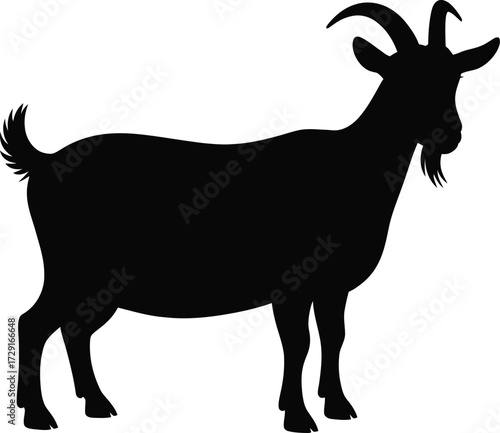 Black goat silhouette standing vector animal