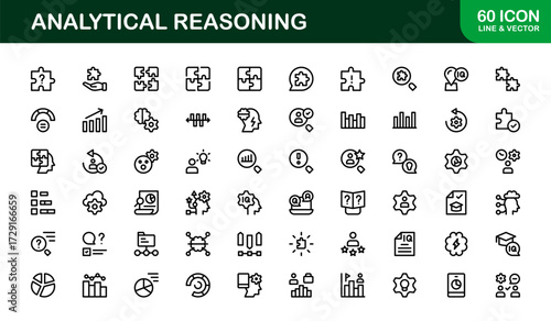 Minimal Analytical Reasoning Icons Pack. Sleek icons of logic, brain processes, strategy, and analysis perfect for apps, websites, and educational design projects.