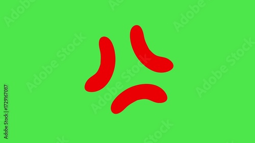 Red cartoon angry mark animation on green screen background. 4k Video