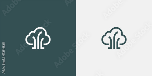 Streamlined cloudscape growth arrow ascends