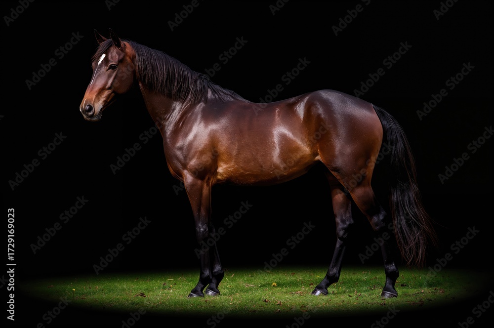 Obraz premium A Radiant Deep Brown Arabian Stallion Showcasing Its Beauty