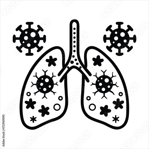 Anatomical outline of human lungs and trachea