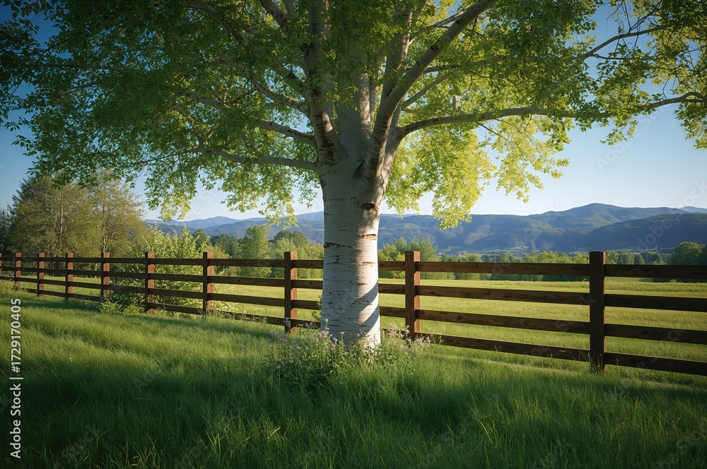 Fototapeta premium A trembling aspen shielded by a charming barrier