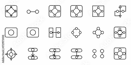 Navigate complex systems with these clear flow chart symbols, perfect for presentations, diagrams, and explaining intricate processes with simple, scalable elements