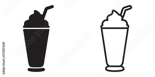 Simple milkshake icons for menu design templates