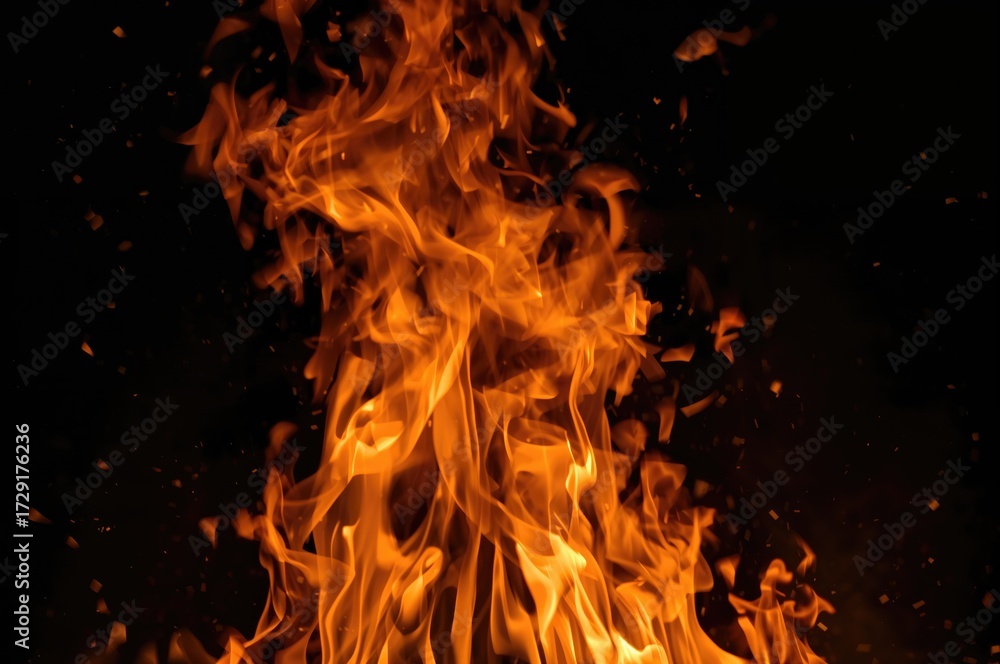 Fototapeta premium Black backdrop featuring abstract fiery flames