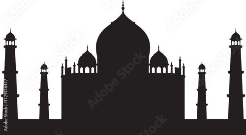 Taj Mahal Silhouette Agra India Famous Landmark Sightseeing Landmark Architectural Design