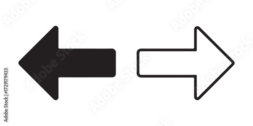 Opposite direction arrows black white contrast symbols