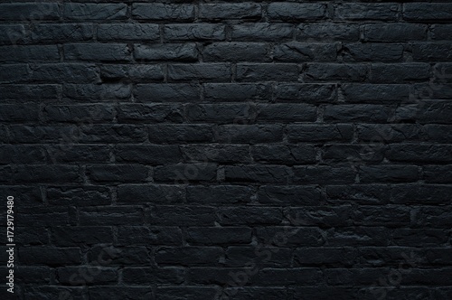 Dark textured brick wall pattern with an aged concrete grid surface