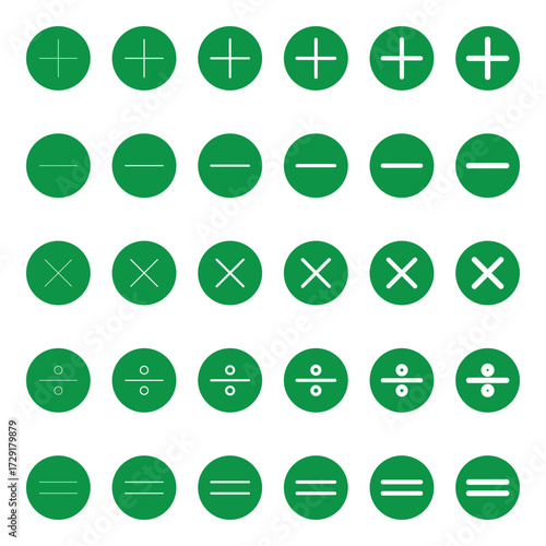 Math symbol. Plus icon, Minus icon, Multiply icon, Divide icon. Mathematical symbol icon.