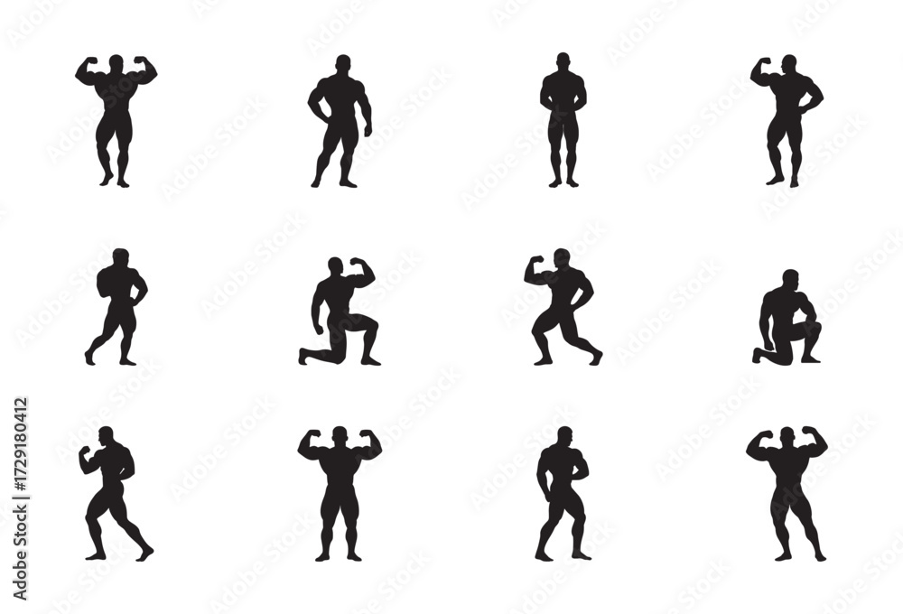 Naklejka premium Bodybuilder Silhouettes Collection