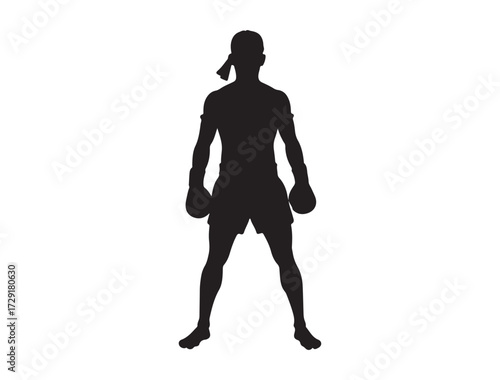 Muay Thai national game in silhouette