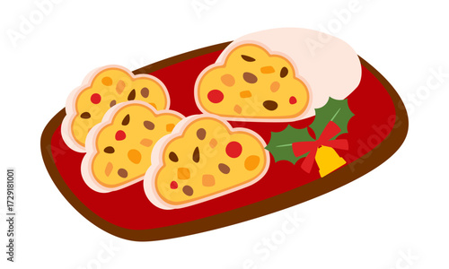 クリスマスのお菓子シュトーレンのイラストセット